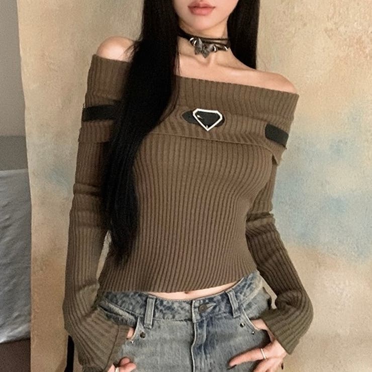 ベルト付きオフショルダーリブニット | LADY LIKE  | 詳細画像6 