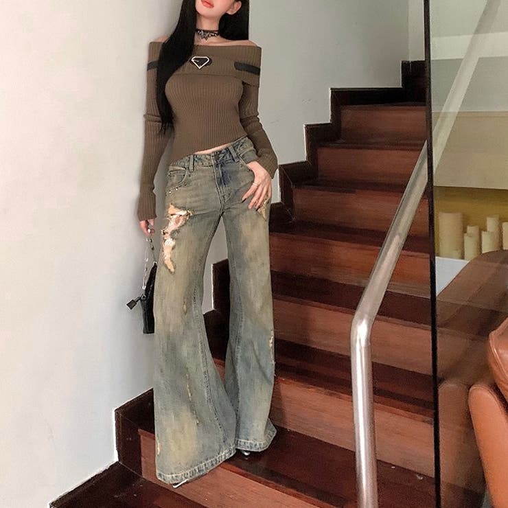 ベルト付きオフショルダーリブニット | LADY LIKE  | 詳細画像7 