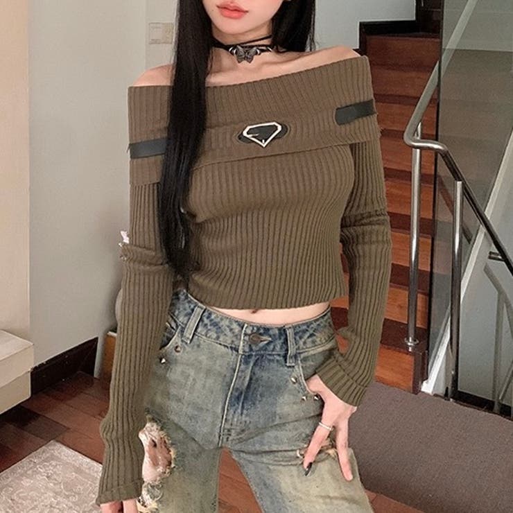 ベルト付きオフショルダーリブニット | LADY LIKE  | 詳細画像8 