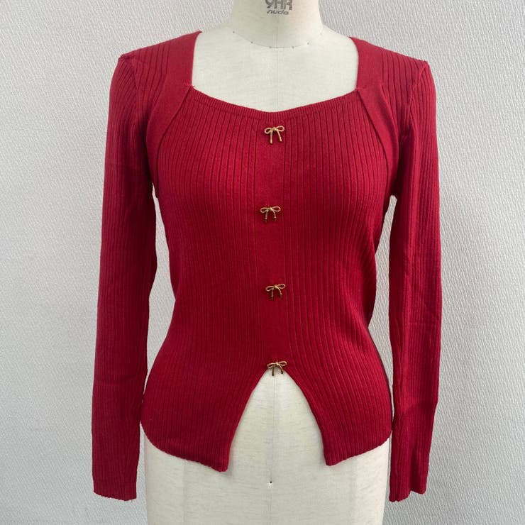 リボンボタンデコルテ空きリブニット | LADY LIKE  | 詳細画像22 