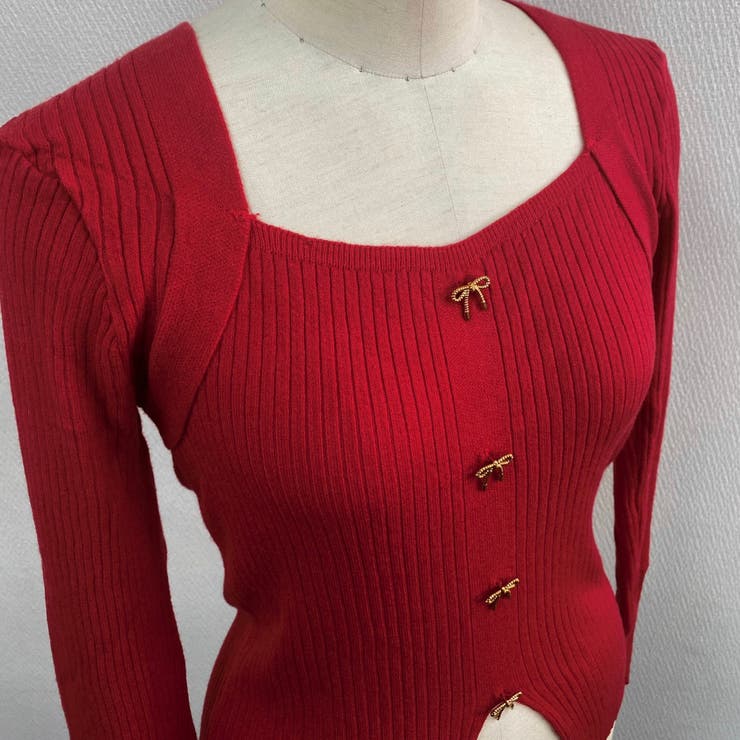 リボンボタンデコルテ空きリブニット | LADY LIKE  | 詳細画像23 
