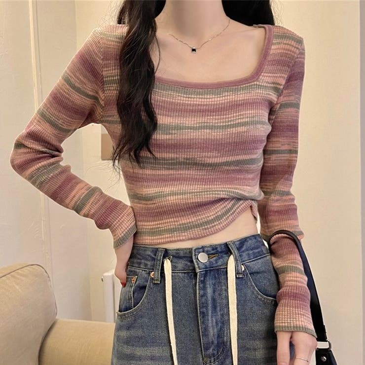 グラデーションボーダー柄ニット | LADY LIKE  | 詳細画像2 