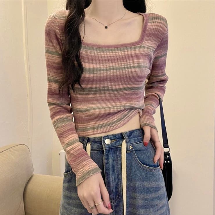 グラデーションボーダー柄ニット | LADY LIKE  | 詳細画像3 