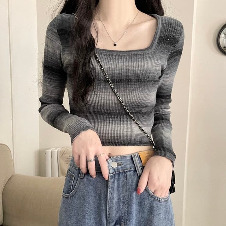 グラデーションボーダー柄ニット | LADY LIKE  | 詳細画像5 