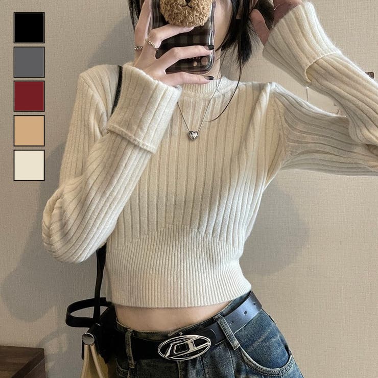 袖口ダブルクロップド丈ニット | LADY LIKE  | 詳細画像1 