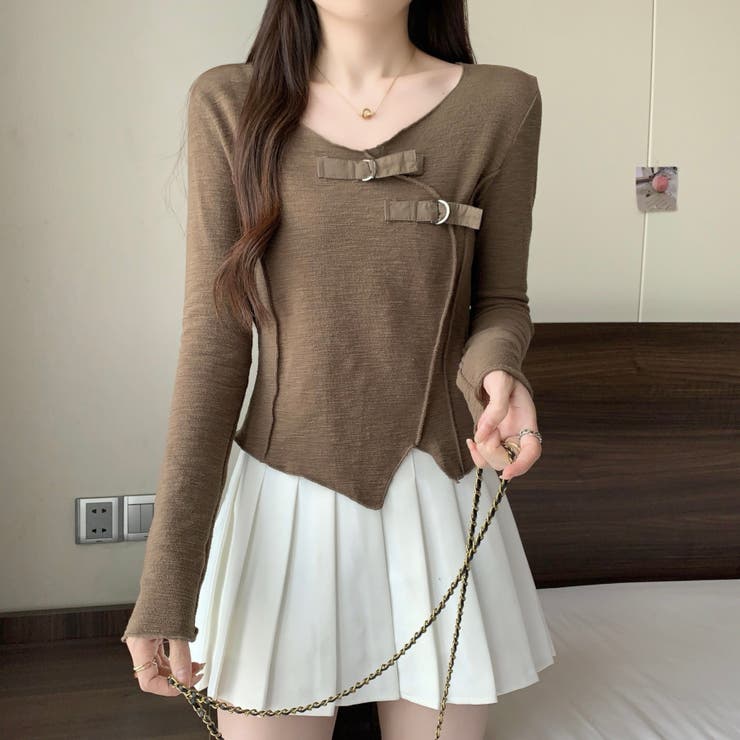 サテンベルト付きアシンメトリートップス | LADY LIKE  | 詳細画像10 