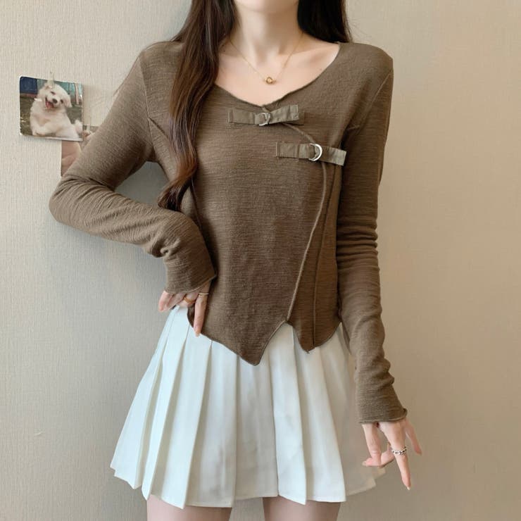 サテンベルト付きアシンメトリートップス | LADY LIKE  | 詳細画像6 