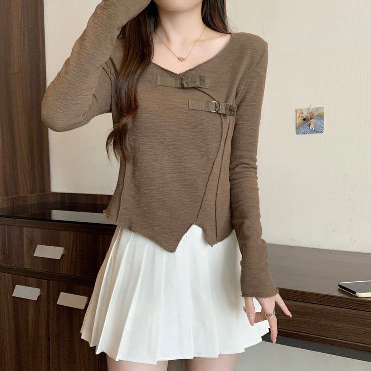 サテンベルト付きアシンメトリートップス | LADY LIKE  | 詳細画像8 