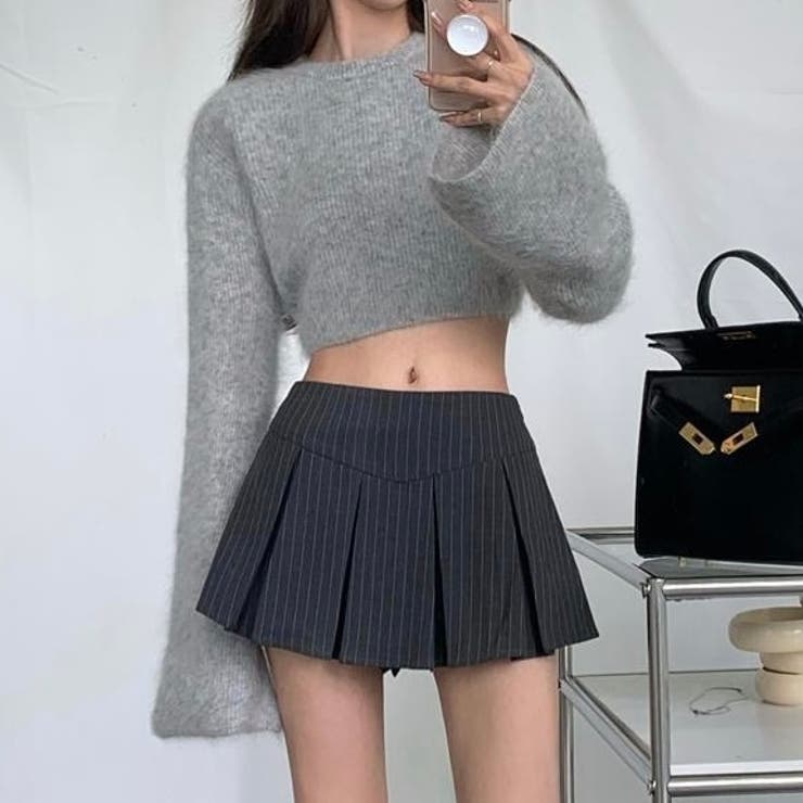 クロップド丈ベルスリーブシャギーニット | LADY LIKE  | 詳細画像2 