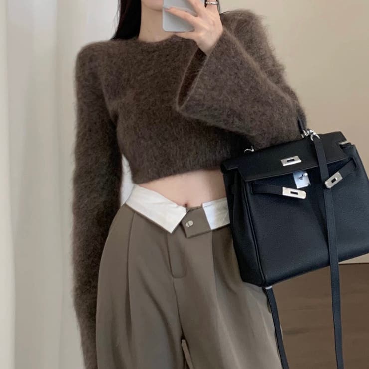 クロップド丈ベルスリーブシャギーニット | LADY LIKE  | 詳細画像7 