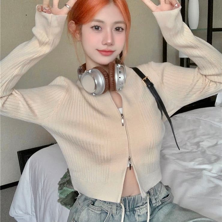 ダブルジップモックネックリブニット | LADY LIKE  | 詳細画像11 