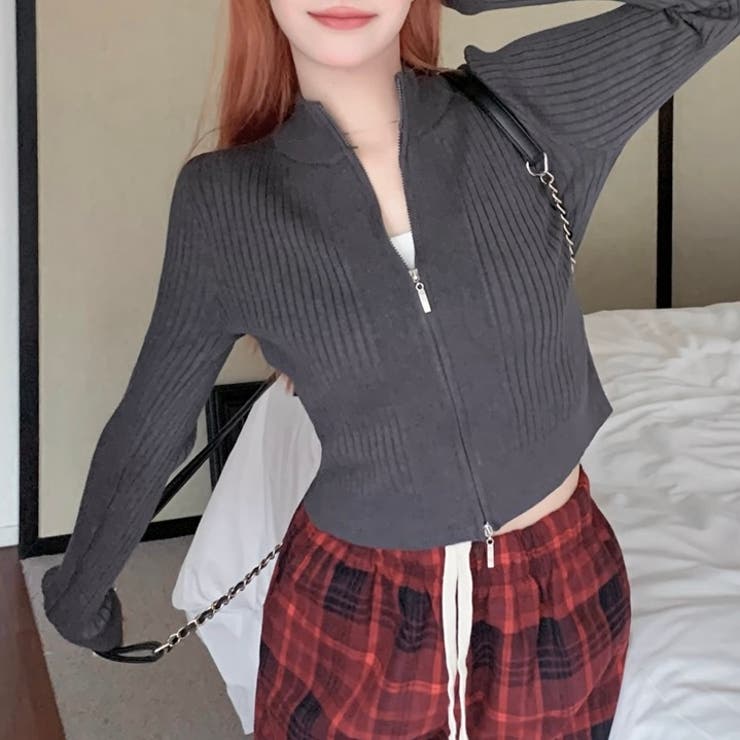 ダブルジップモックネックリブニット | LADY LIKE  | 詳細画像15 