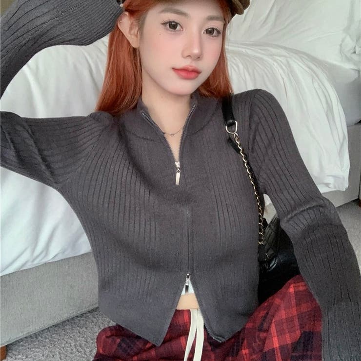 ダブルジップモックネックリブニット | LADY LIKE  | 詳細画像16 