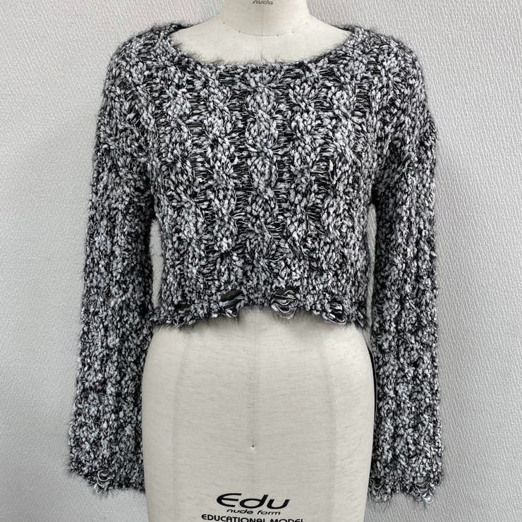 クロップド丈モール素材ゆるニット | LADY LIKE  | 詳細画像8 