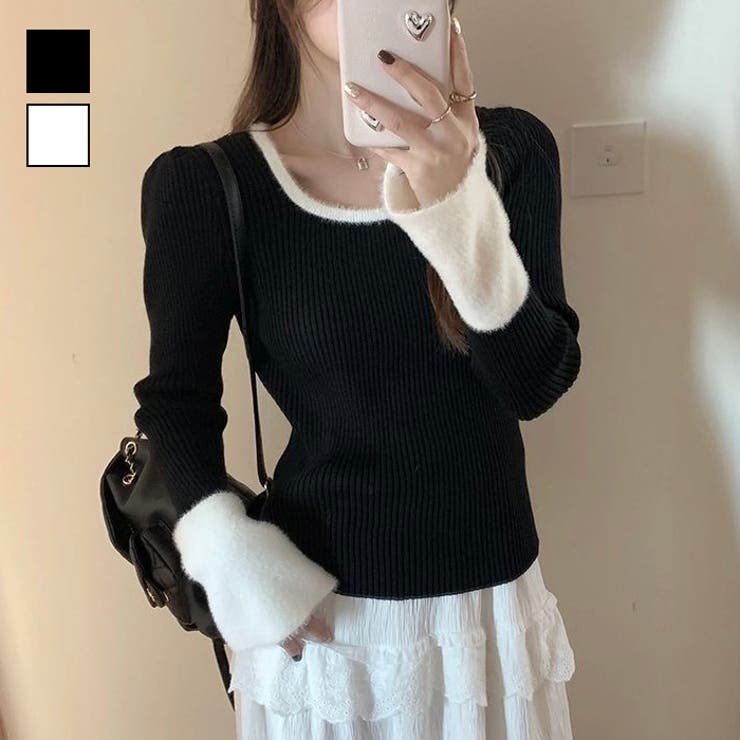 バイカラーフレアスリーブリブニット | LADY LIKE  | 詳細画像1 