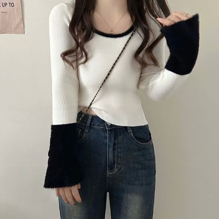 バイカラーフレアスリーブリブニット | LADY LIKE  | 詳細画像10 