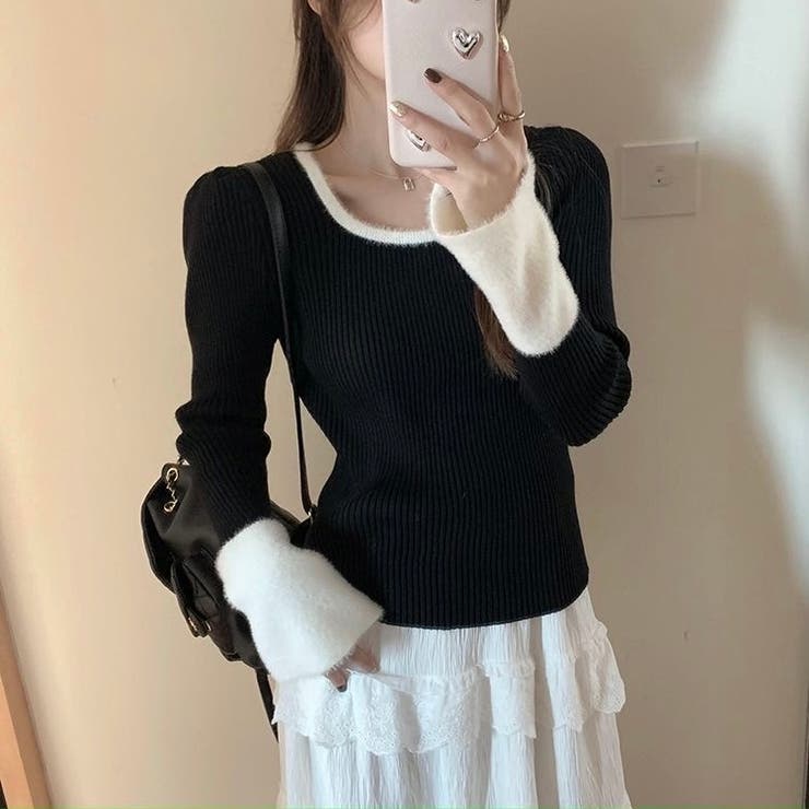 バイカラーフレアスリーブリブニット | LADY LIKE  | 詳細画像4 