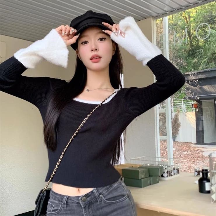 バイカラーフレアスリーブリブニット | LADY LIKE  | 詳細画像7 