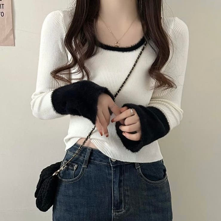 バイカラーフレアスリーブリブニット | LADY LIKE  | 詳細画像8 