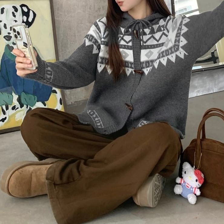 オルテガ柄ニットパーカー | LADY LIKE  | 詳細画像11 