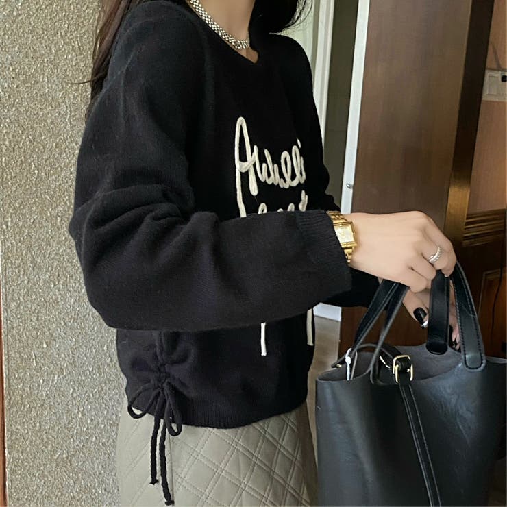 サイド絞りラインロゴニット | LADY LIKE  | 詳細画像6 