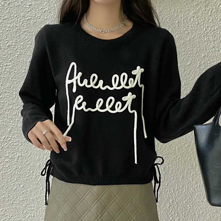 サイド絞りラインロゴニット | LADY LIKE  | 詳細画像2 