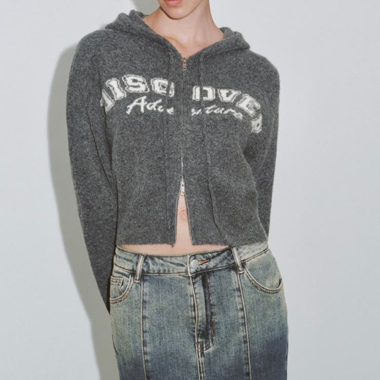 グレー | カレッジロゴニットパーカー | LADY LIKE 