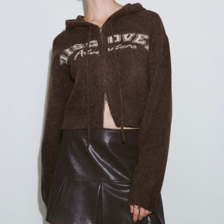 ブラウン | カレッジロゴニットパーカー | LADY LIKE 