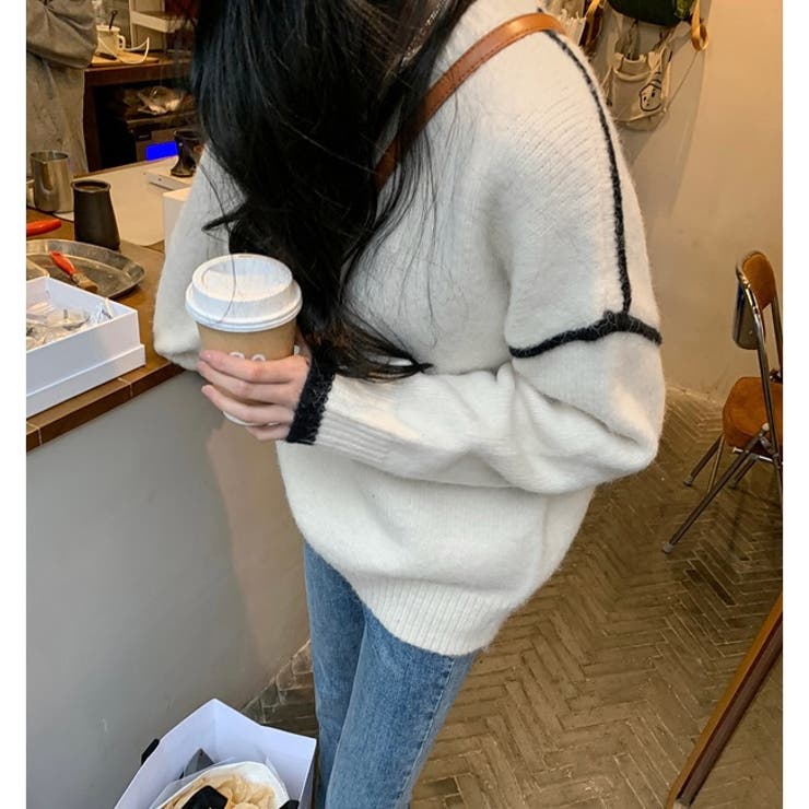 ラインアクセントバイカラーニット | LADY LIKE  | 詳細画像7 