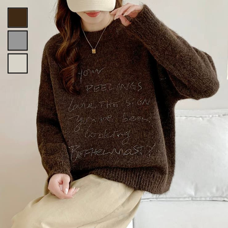 レターロゴデザインニット | LADY LIKE  | 詳細画像1 