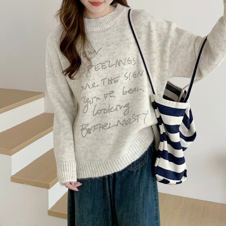 レターロゴデザインニット | LADY LIKE  | 詳細画像2 