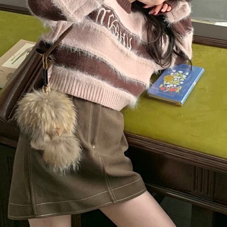 太ボーダーロゴ入りニット | LADY LIKE  | 詳細画像4 