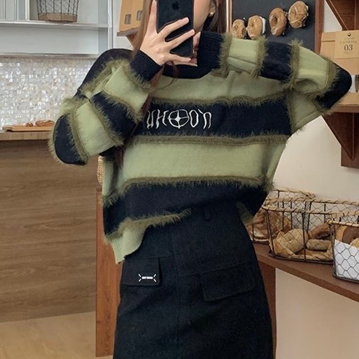 太ボーダーロゴ入りニット | LADY LIKE  | 詳細画像6 