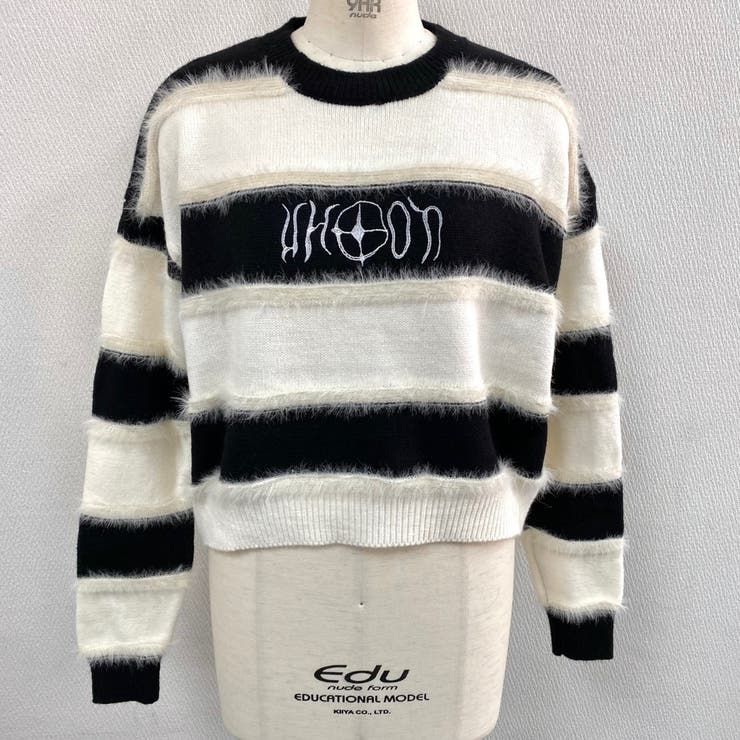 太ボーダーロゴ入りニット | LADY LIKE  | 詳細画像9 