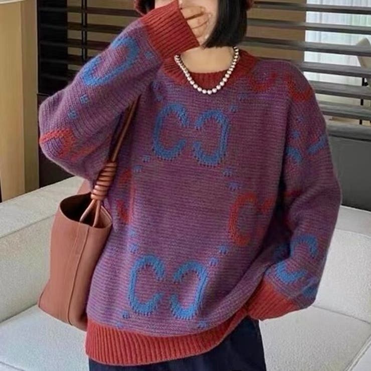 英字モチーフ丸首ニット | LADY LIKE  | 詳細画像2 