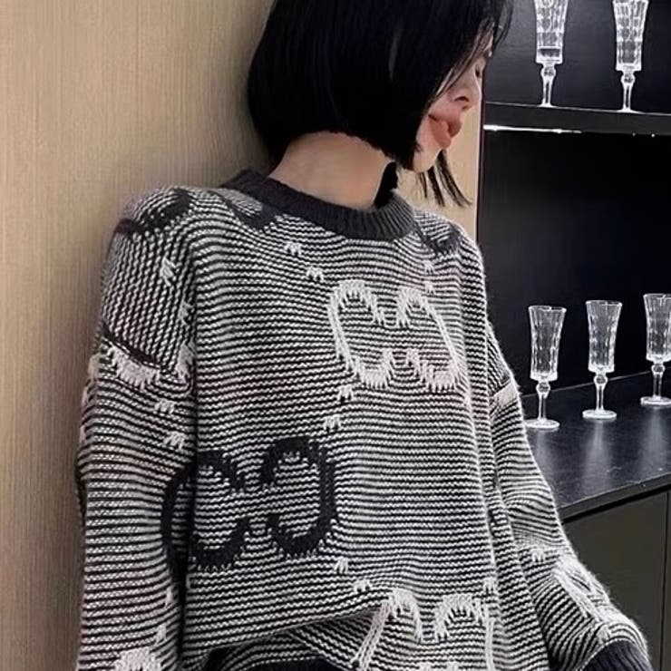 英字モチーフ丸首ニット | LADY LIKE  | 詳細画像3 