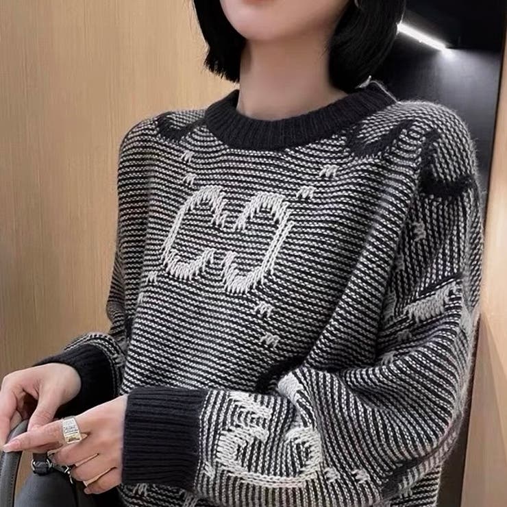 英字モチーフ丸首ニット | LADY LIKE  | 詳細画像4 