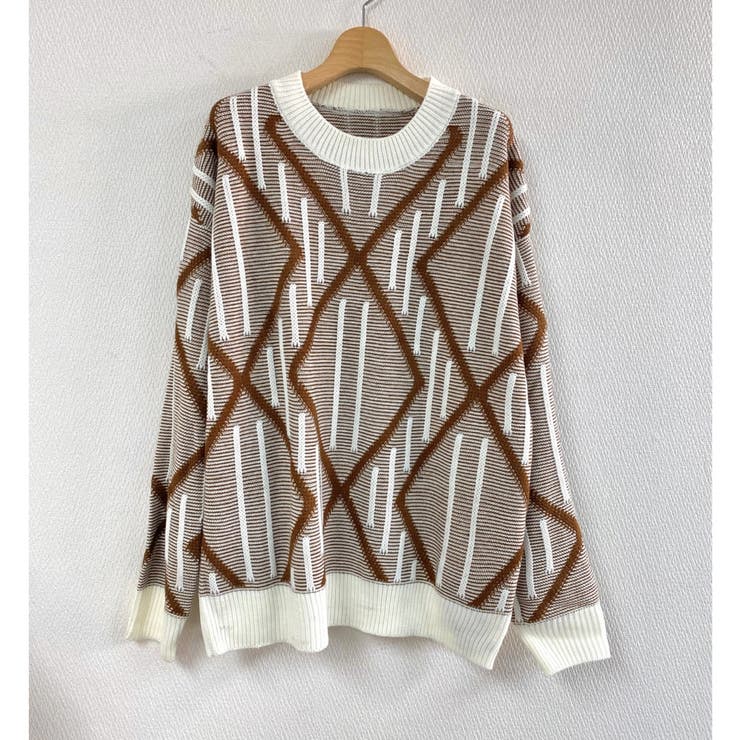 モカ | 凹凸アート柄ニット | LADY LIKE 