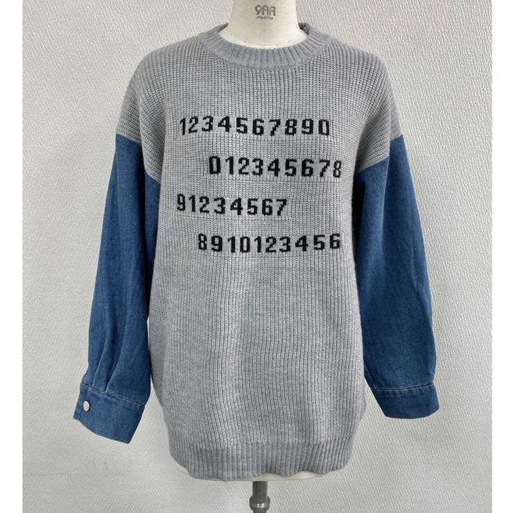 デニムスリーブ切替えニット | LADY LIKE  | 詳細画像9 