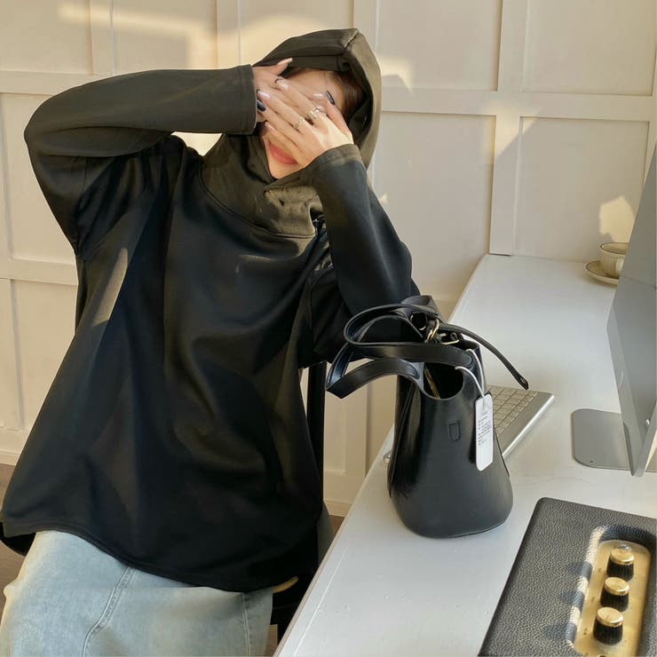 【春夏新作】ドットボタン付きラウンドヘムパーカー | LADY LIKE  | 詳細画像4 