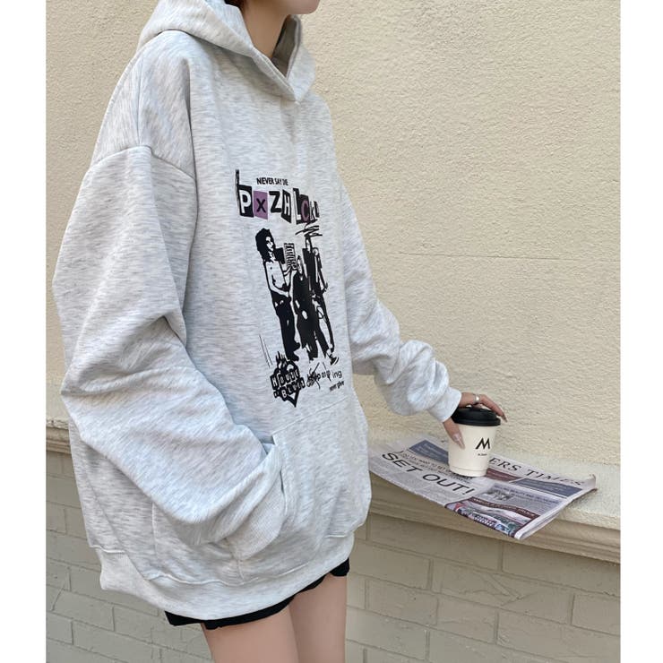 春夏新作】バンドプリントプルオーバーパーカー[品番：SHNW0012189