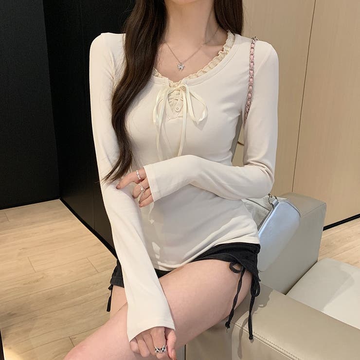 【春夏新作】サテンリボンレイヤー風トップス | LADY LIKE  | 詳細画像9 