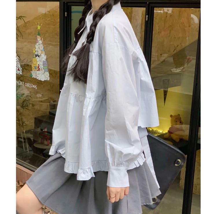 美品♪ティーマットマサキパリ バックリボンフリルカラーブラウス グレー系 長袖 S／S BLOUSE | T-mat Masaki-Paris/ティーマットマサキ