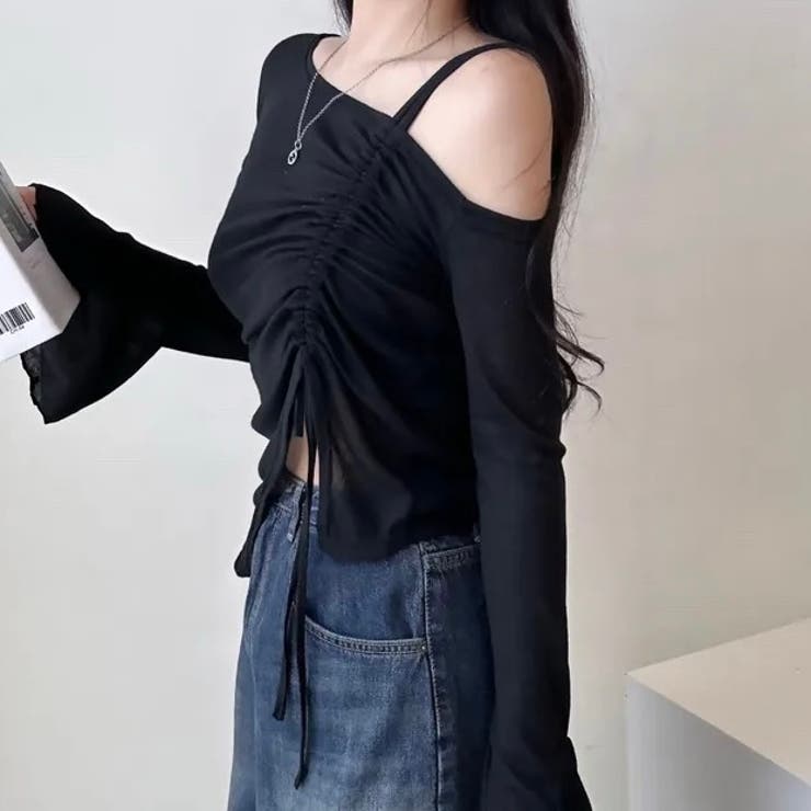 【春夏新作】シャーリングワンショルダーアシンメトリートップス | LADY LIKE  | 詳細画像11 