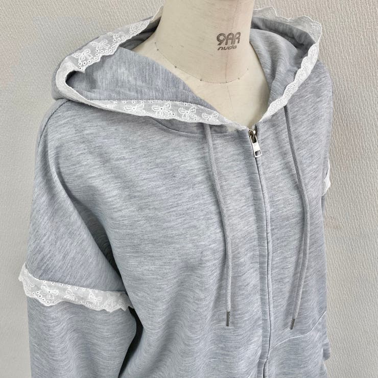 【春夏新作】レーストリミングガーリージップパーカー | LADY LIKE  | 詳細画像10 