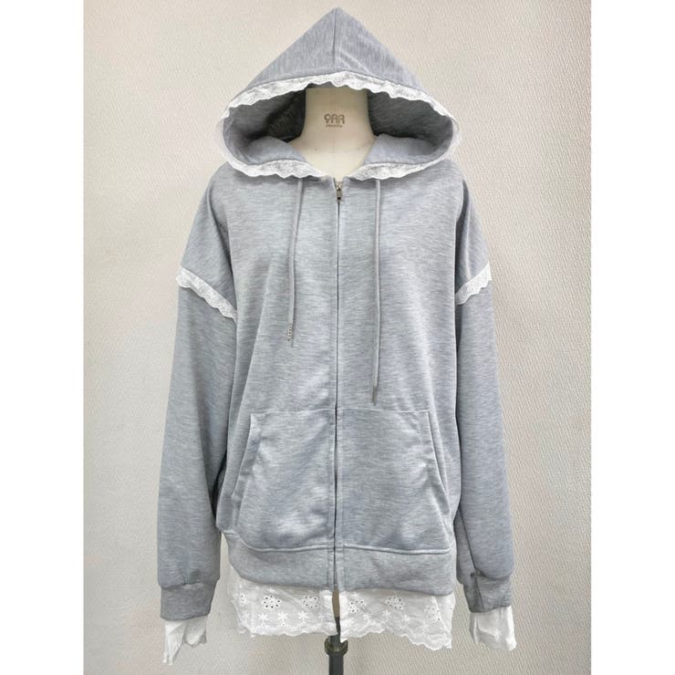 【春夏新作】レーストリミングガーリージップパーカー | LADY LIKE  | 詳細画像9 