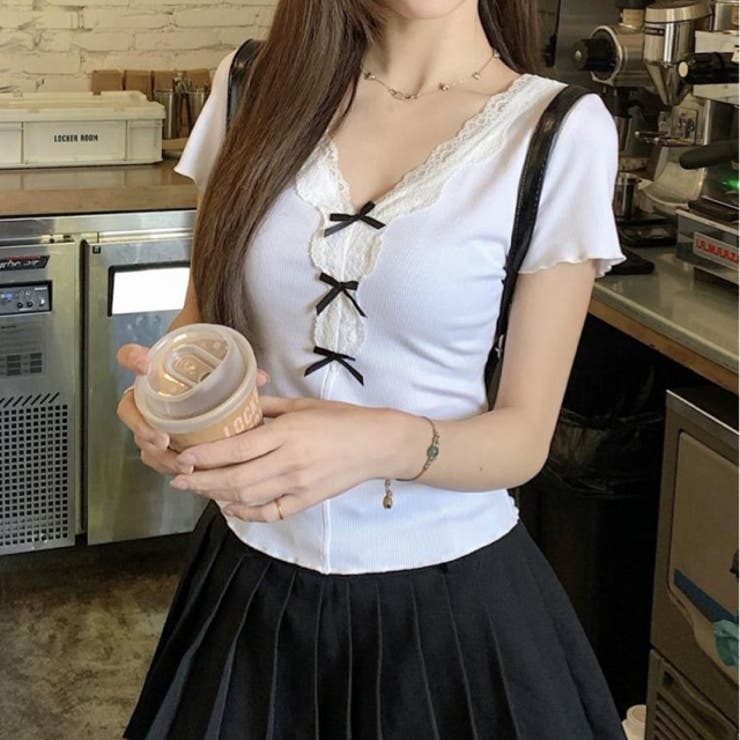 【春夏新作】リボンレースV開きトップス | LADY LIKE  | 詳細画像12 