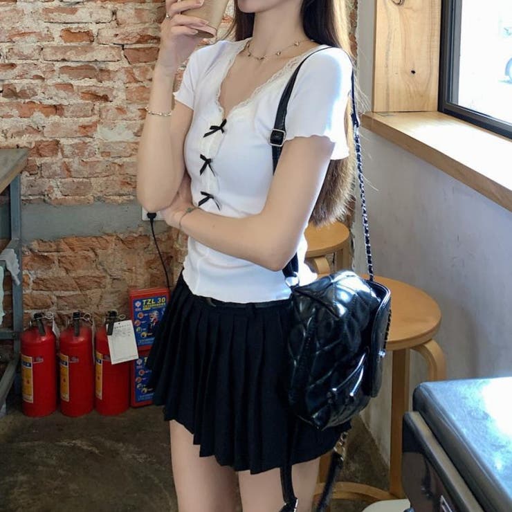 【春夏新作】リボンレースV開きトップス | LADY LIKE  | 詳細画像15 