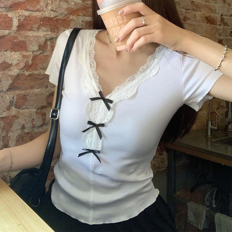 【春夏新作】リボンレースV開きトップス | LADY LIKE  | 詳細画像16 