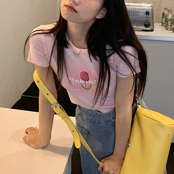 春夏新作】チューリッププリント半袖Tシャツ[品番：SHNW0012425